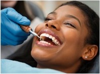 Patient smiling during treatment